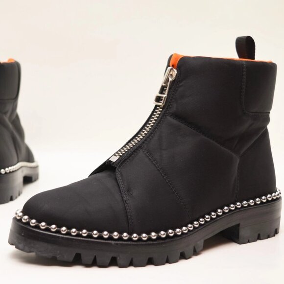 Womens Alexander Wang Cooper Black Orange Quilted Beaded Trim Bootie 39 US/8.5 - Picture 3 of 16